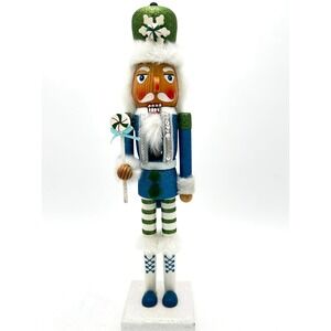 Candy Cane Nutcracker Soldier Blue Green Slim Snowflake Lollipop Holiday Decor